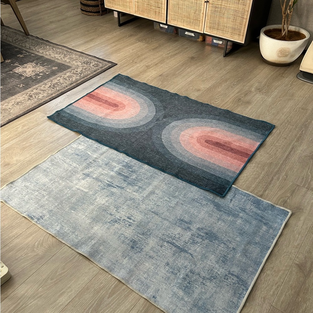 Ruggable 3x5 Blue Rugs: 2 Pack Rugs plus Full Pad System